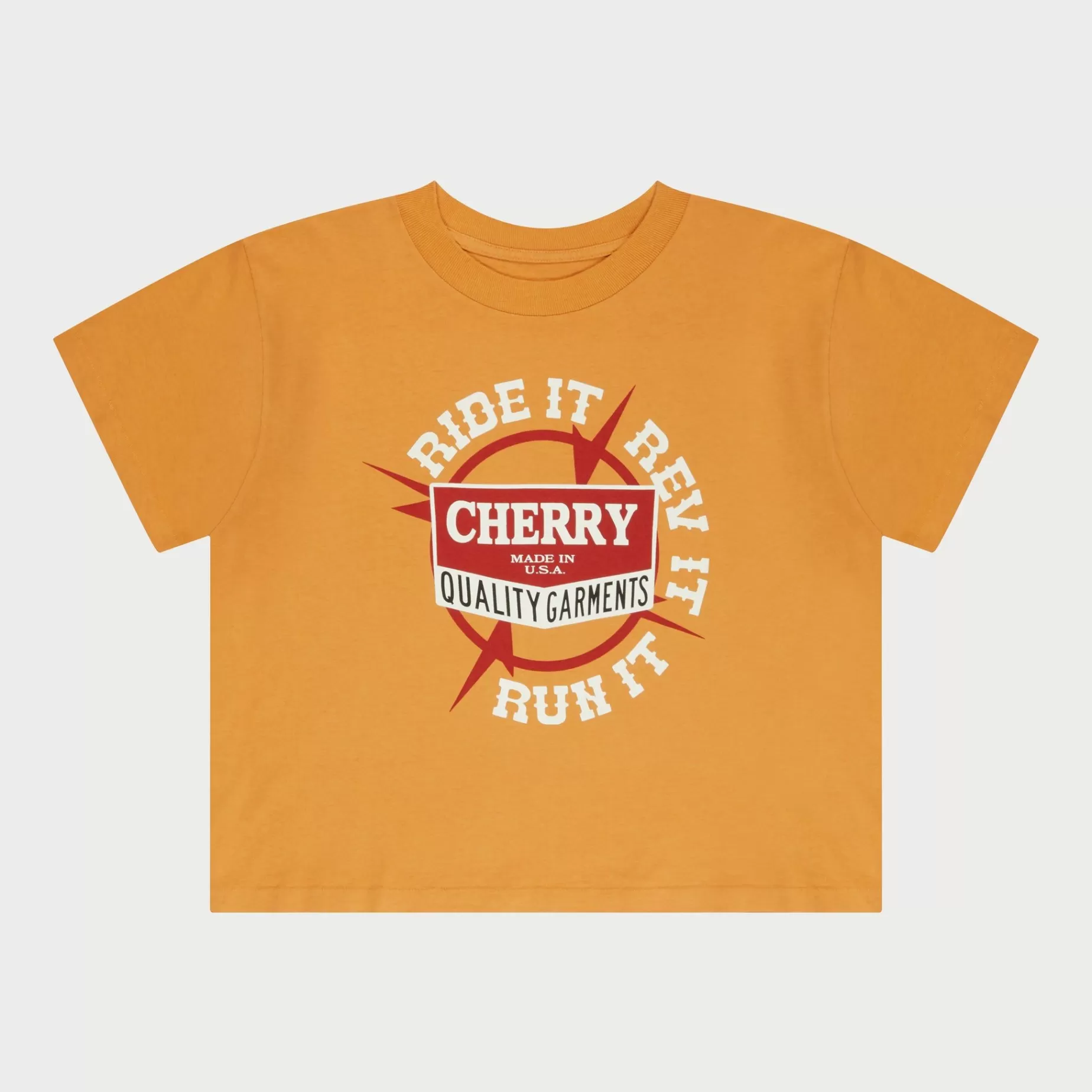 Camiseta Para Bebe Ride It, Rev It Boxy (Naranja)^Cherry Hot