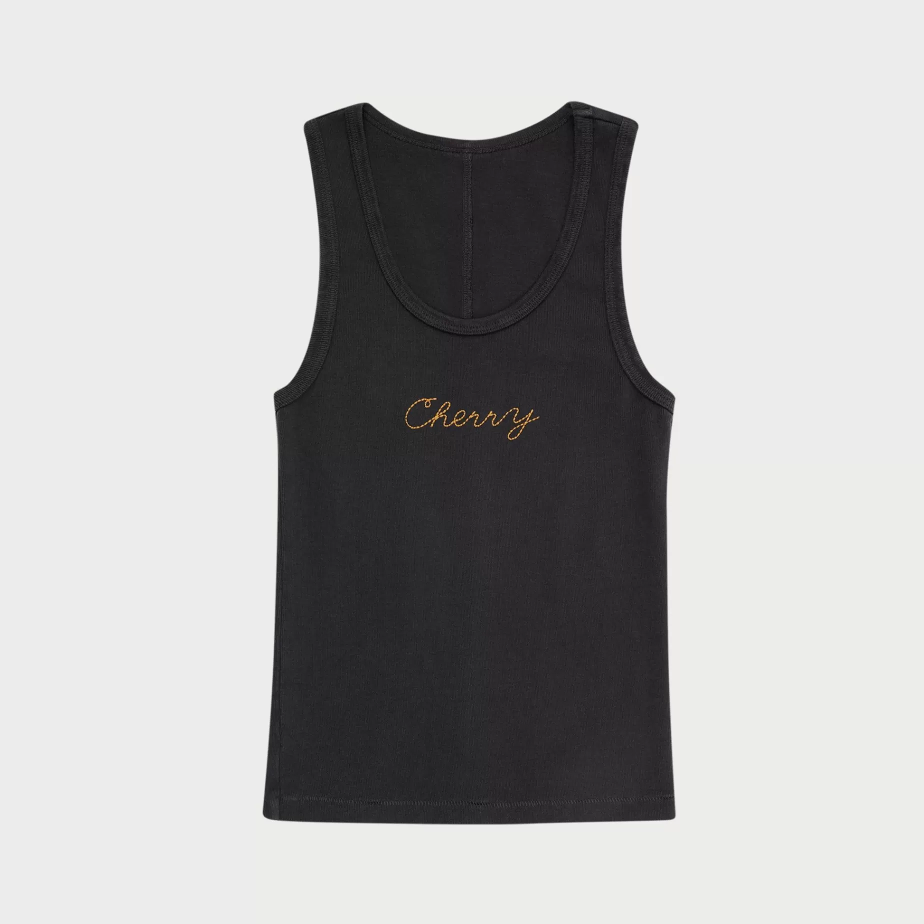 Camiseta Sin Mangas Con Punto De Cadena (Negro)^Cherry Flash Sale