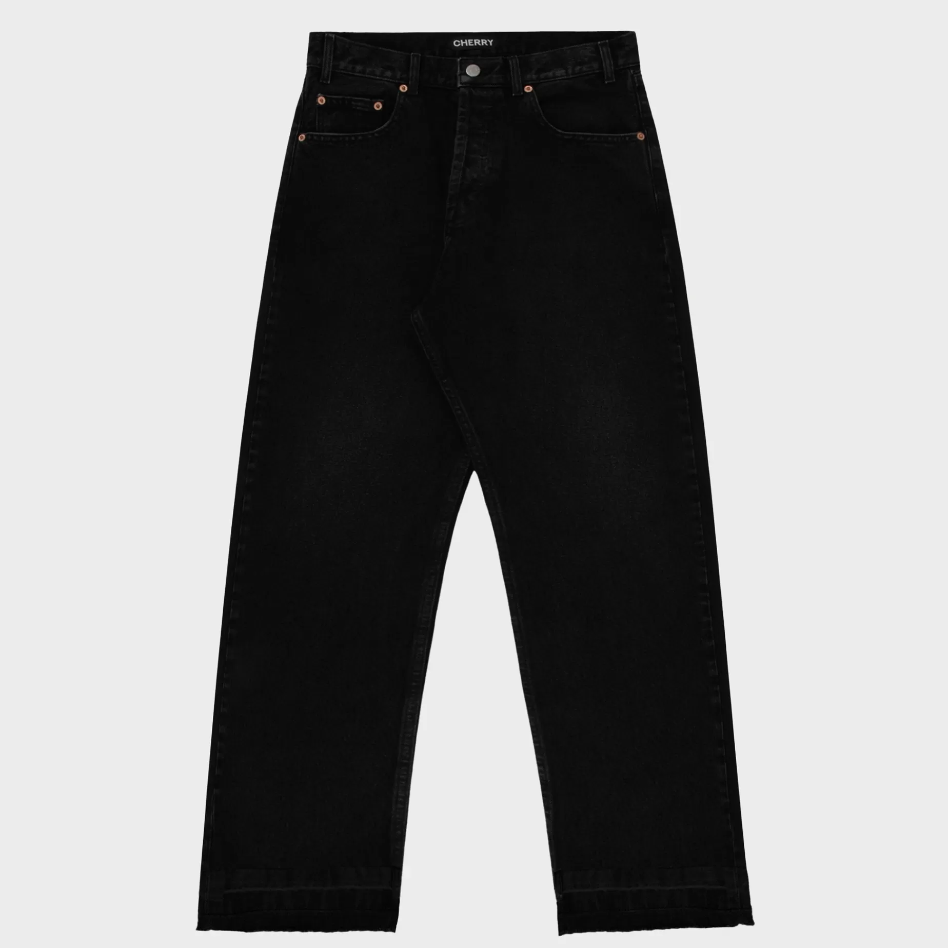 Denim De Pierna Ancha Con 5 Bolsillos (Negro)^Cherry Outlet