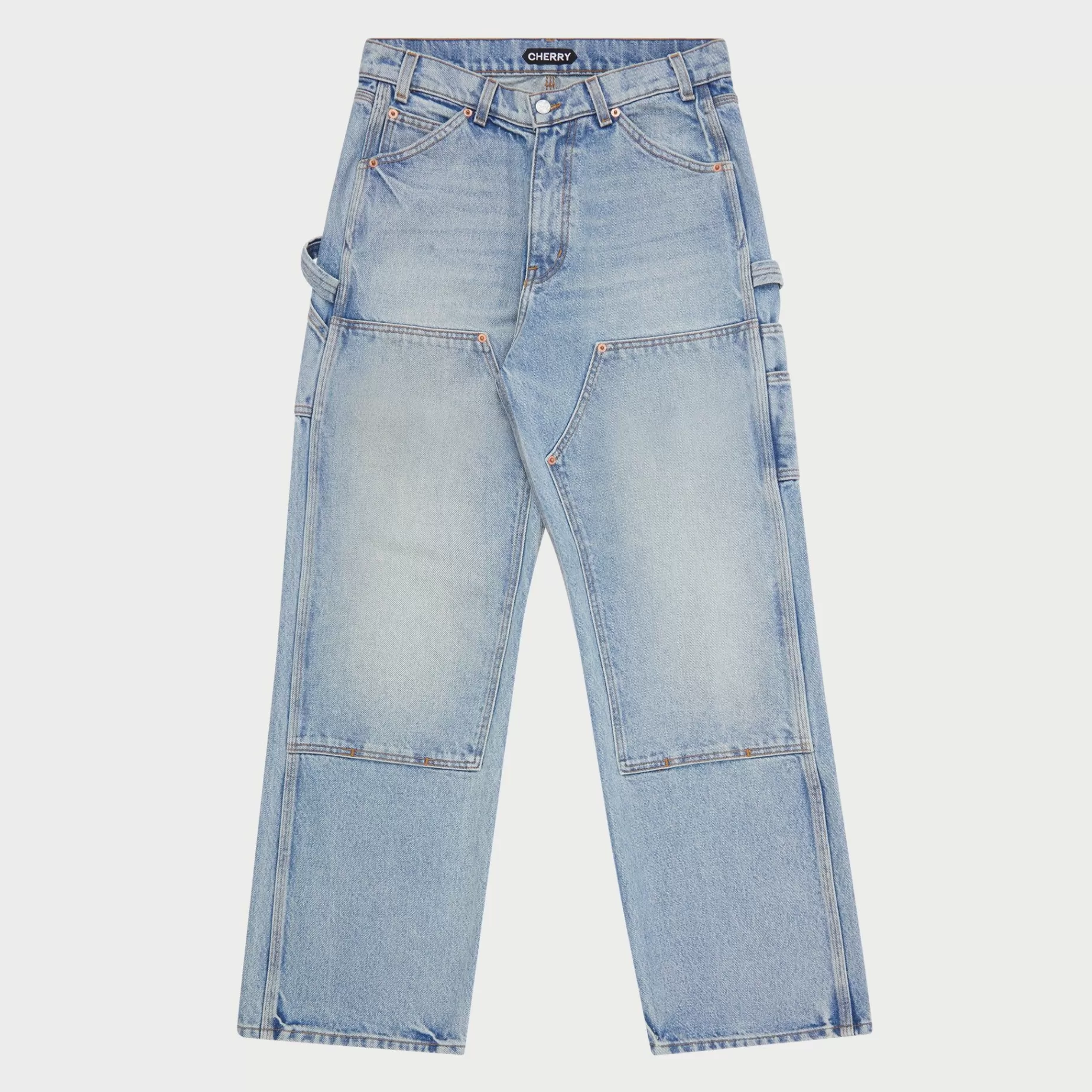 Denim De Pierna Ancha Con Doble Rodilla (Indigo)^Cherry Cheap