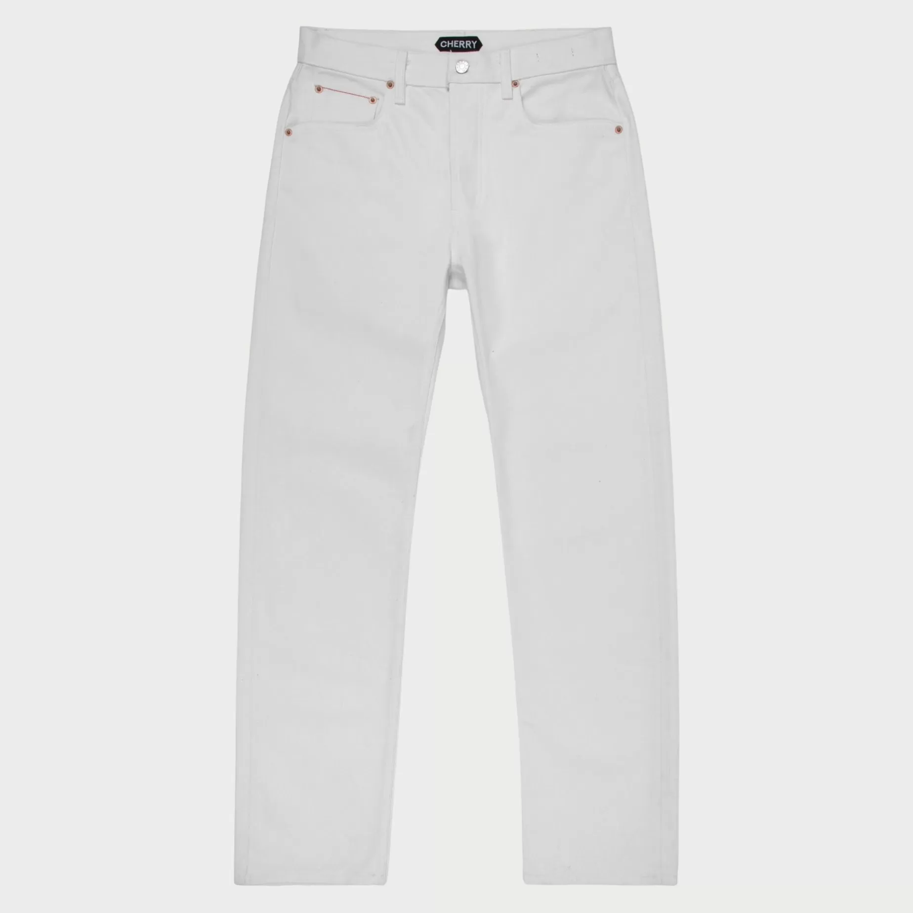 Denim De Pierna Recta Con 5 Bolsillos (Blanco)^Cherry Best Sale