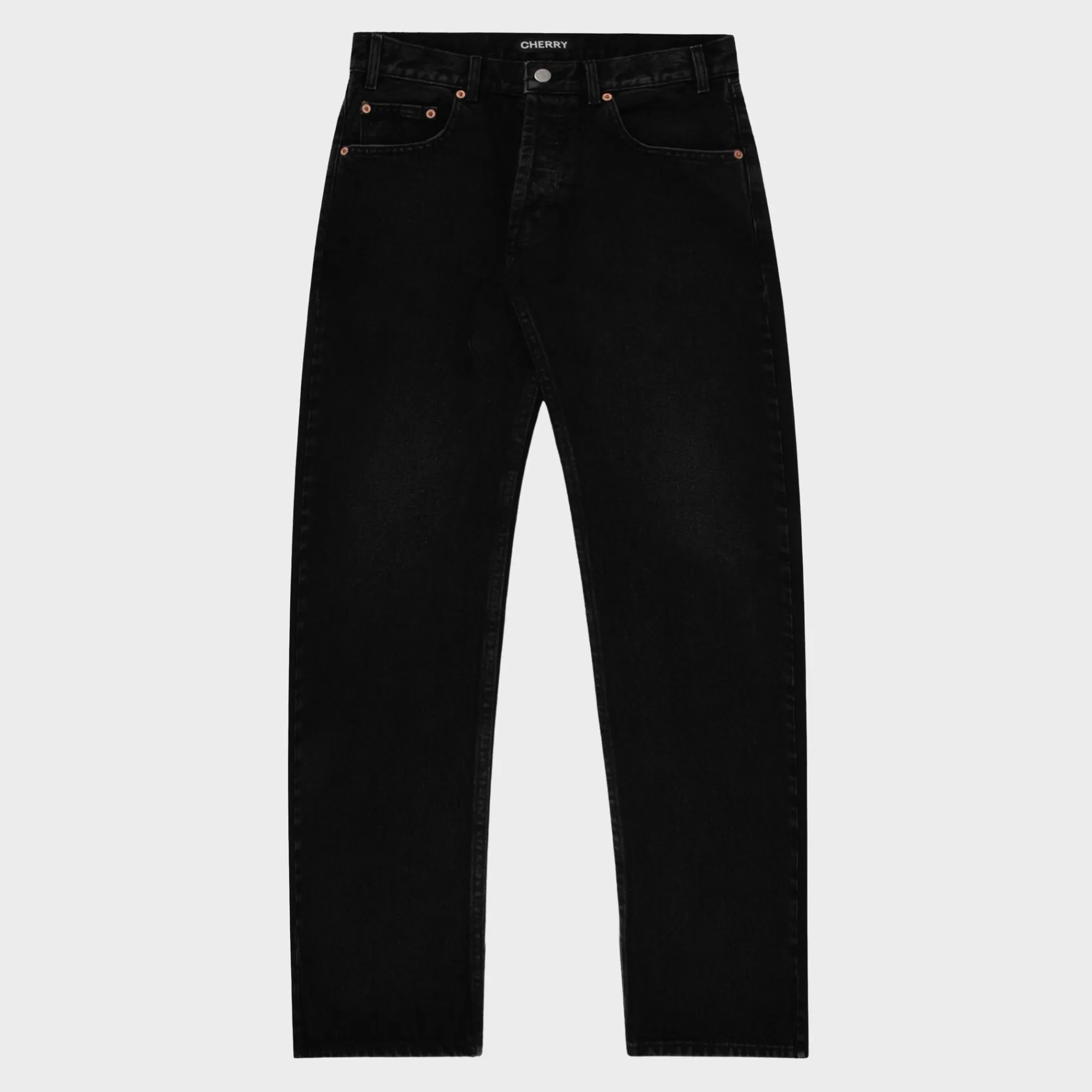 Denim De Pierna Recta Con 5 Bolsillos (Negro)^Cherry Clearance