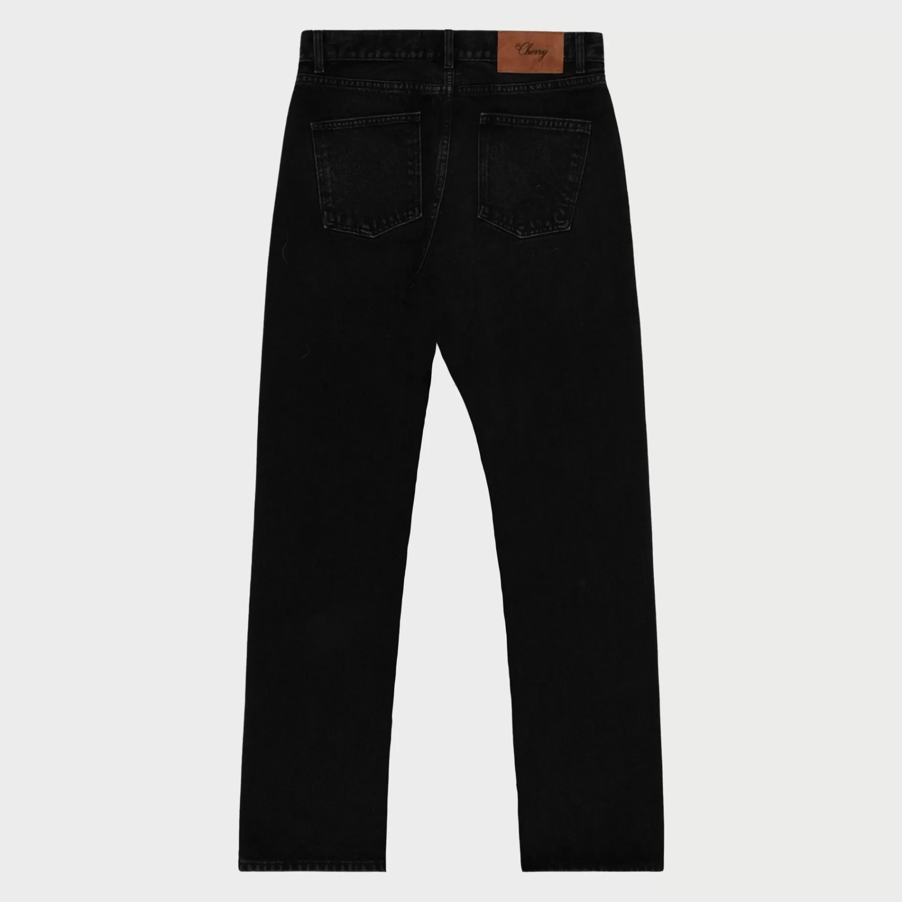 Denim De Pierna Recta Con 5 Bolsillos (Negro)^Cherry Clearance