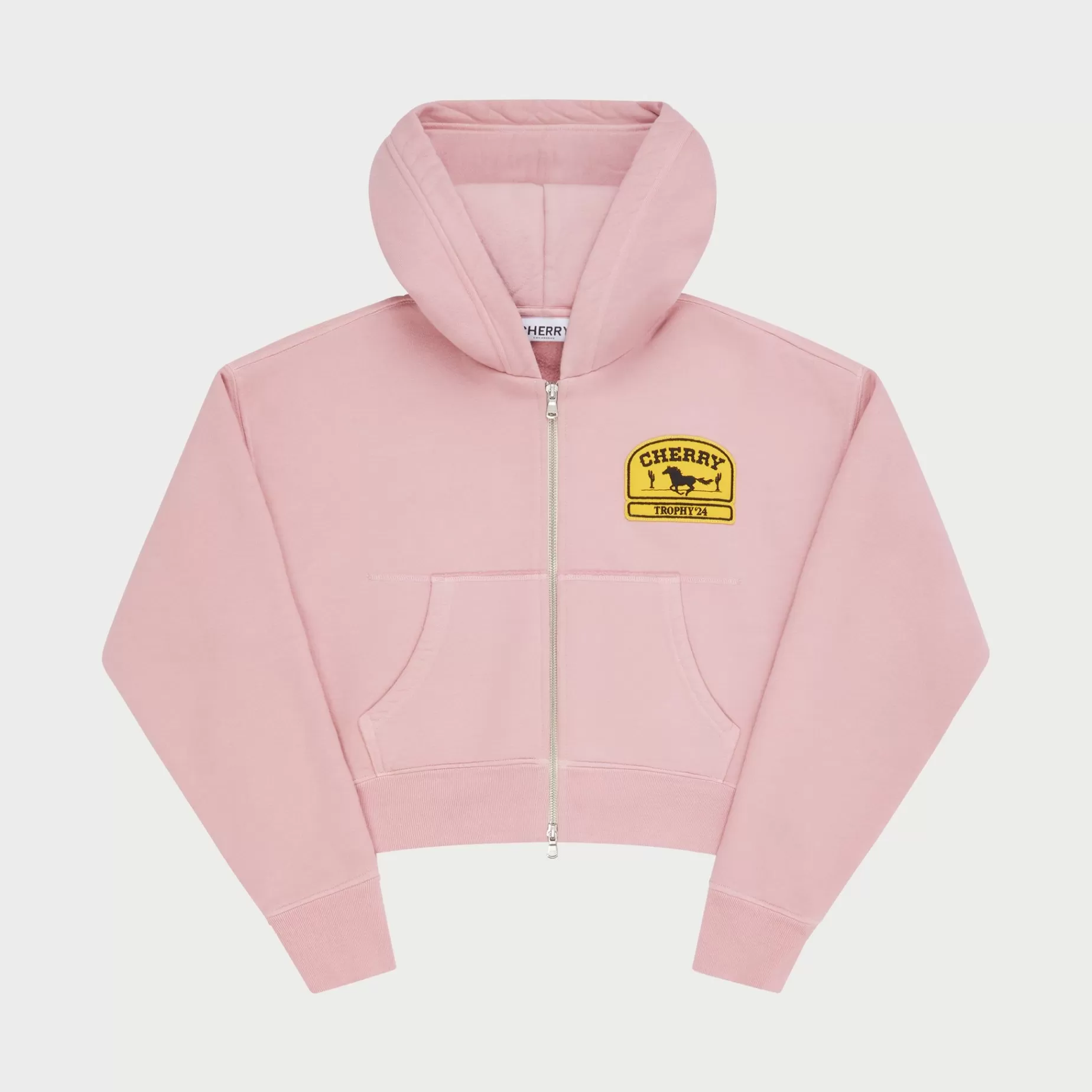 Sudadera Con Capucha Recortada Con Cremallera Para Mujer (Rosa)^Cherry Best Sale
