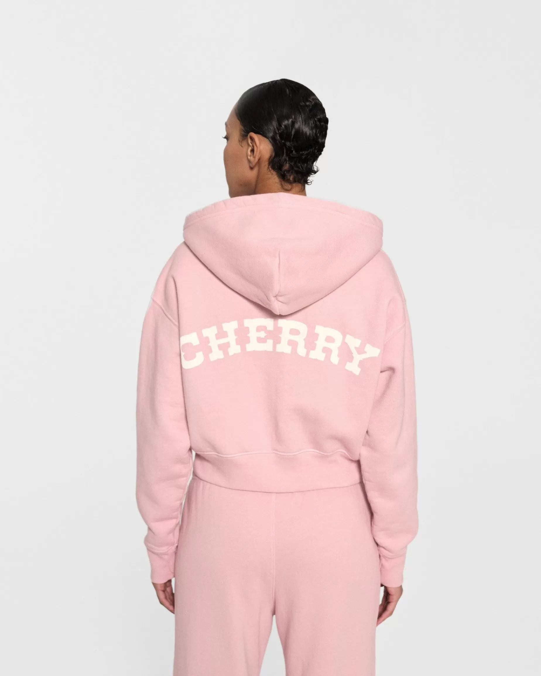 Sudadera Con Capucha Recortada Con Cremallera Para Mujer (Rosa)^Cherry Best Sale